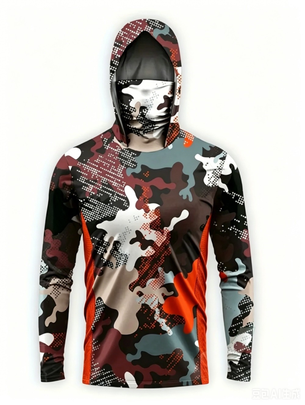 UPF50+ Camo Men Long Sleeve Fi - Fishing Mask Sun Protection ulasan dan harga