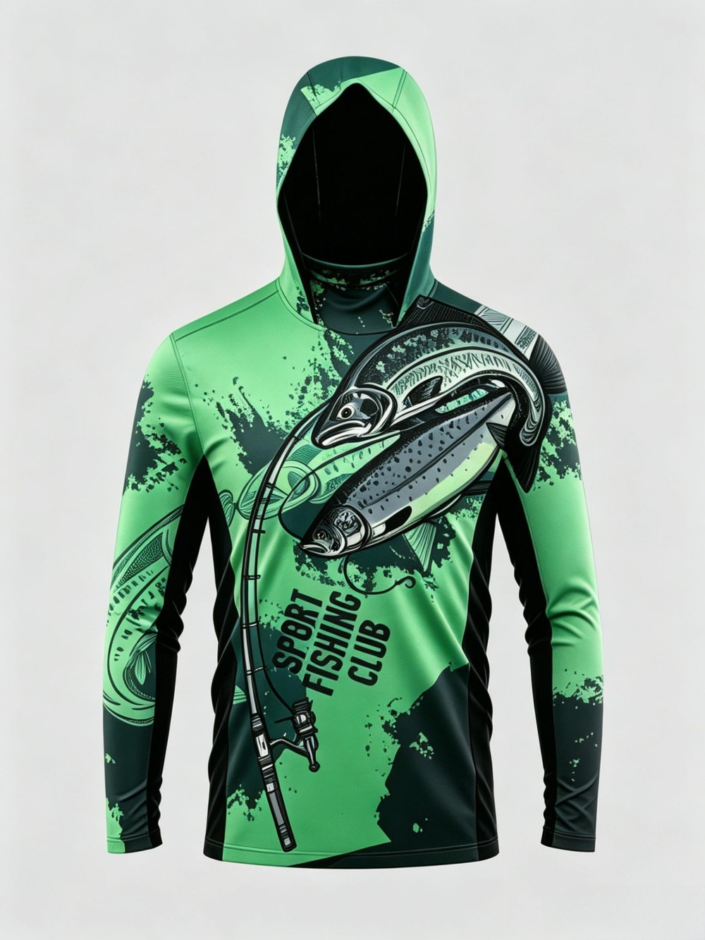 UPF50+ Camo Men Long Sleeve Fi - Fishing Mask Sun Protection ulasan dan harga